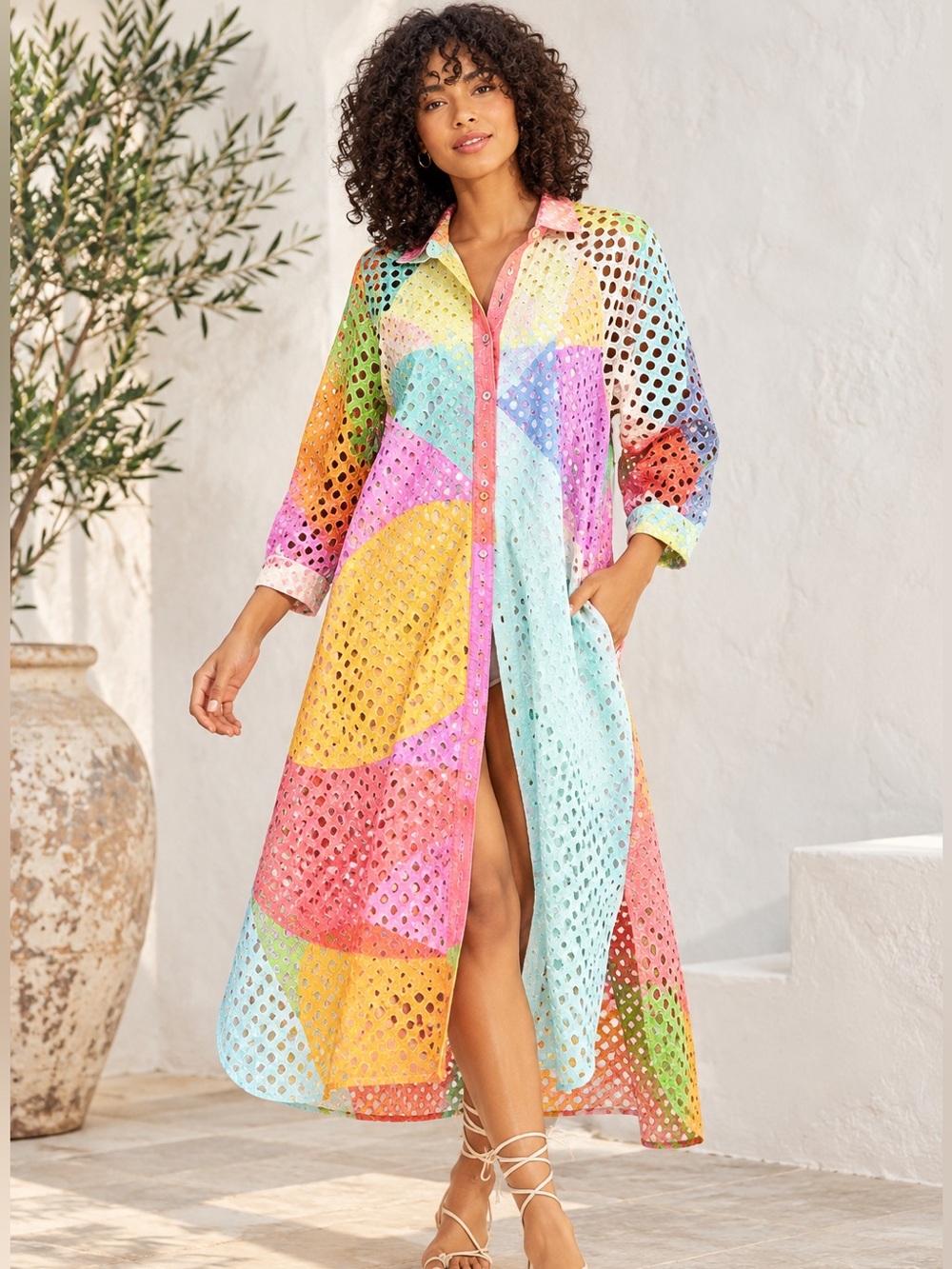 NWT Anthropologie Conditions Apply Dozaria Eyelet Shirt Dress XS